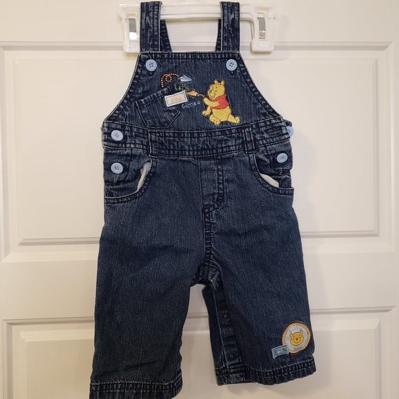 DISNEY Boy's Embroidered Winnie The Pooh Denim Overalls - Baby Size: 3 Months - Picture 1 of 11